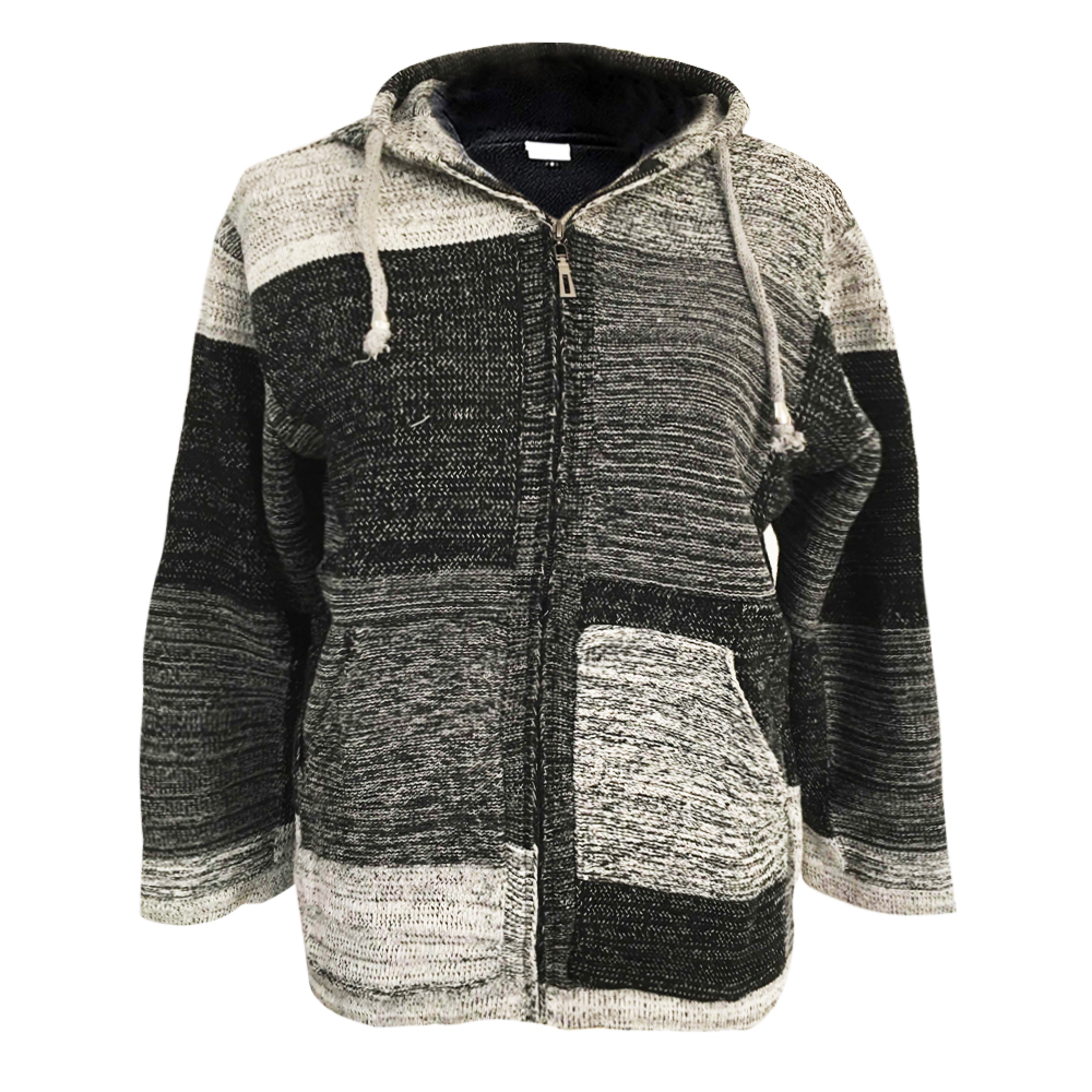 Zipper Standard Hooded Color Block Loose Men's Sweater