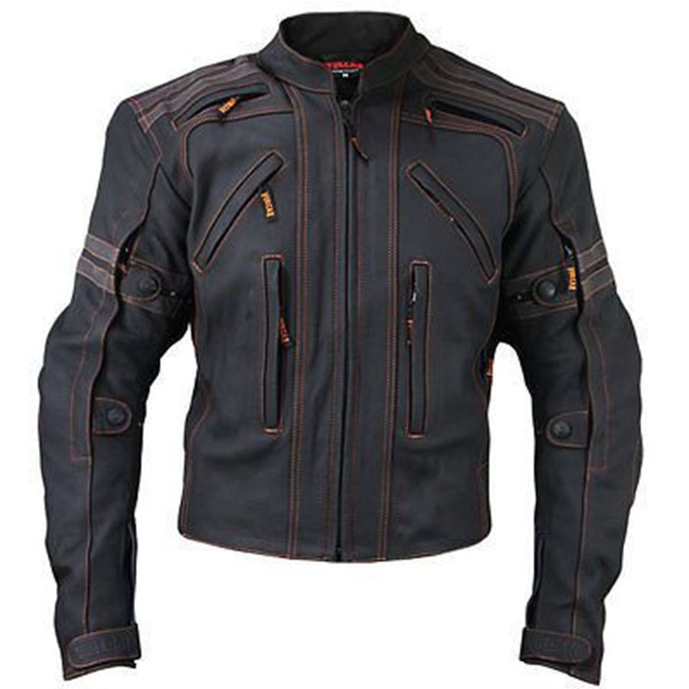 Plain Stand Collar Standard Fashion Men's Leather Jacket