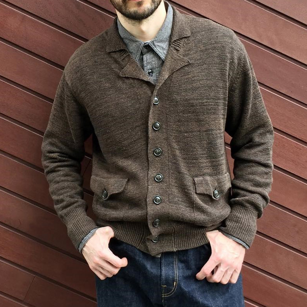 Pocket Lapel Standard Single-Breasted Men's Sweater