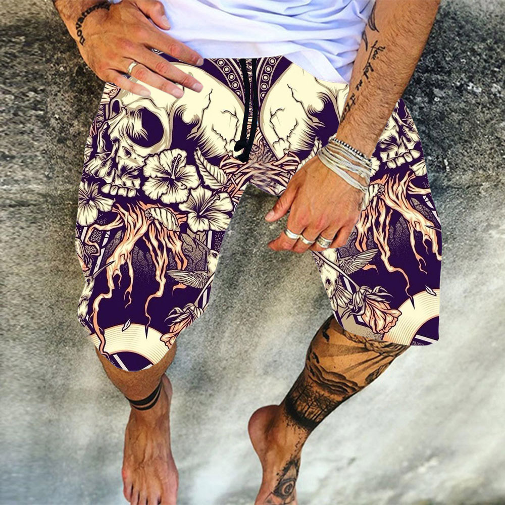 Print Color Block Lace-Up Men's Casual Pants
