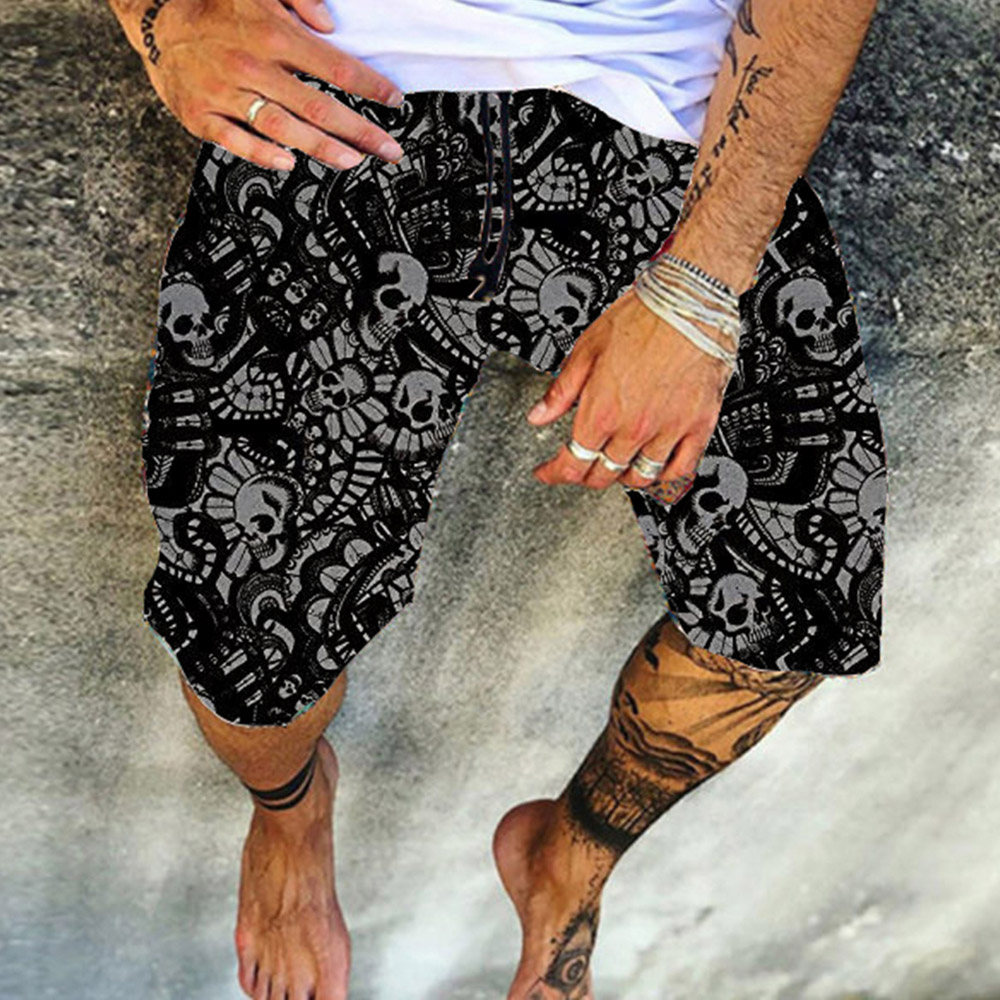 Loose Color Block Lace-Up Casual Men's Shorts