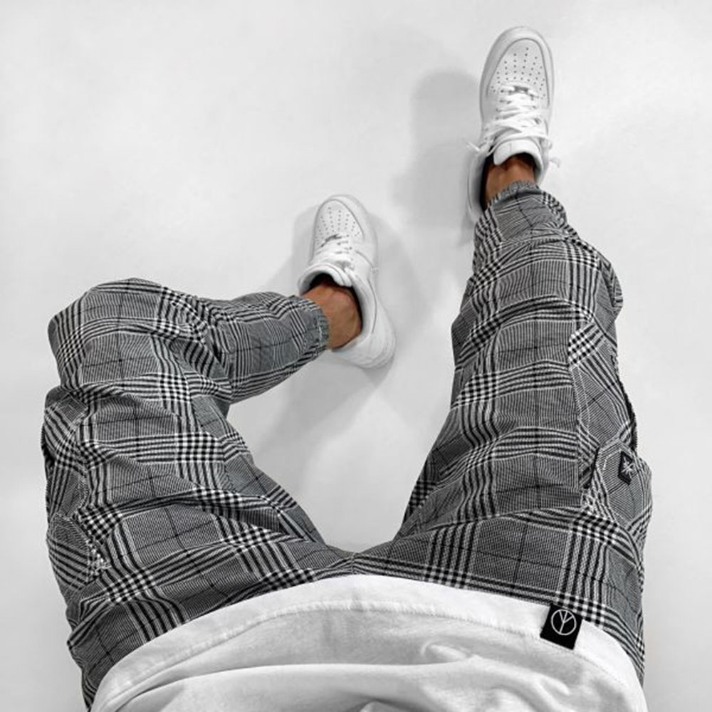 Overall Plaid Button Casual Men's Casual Pants