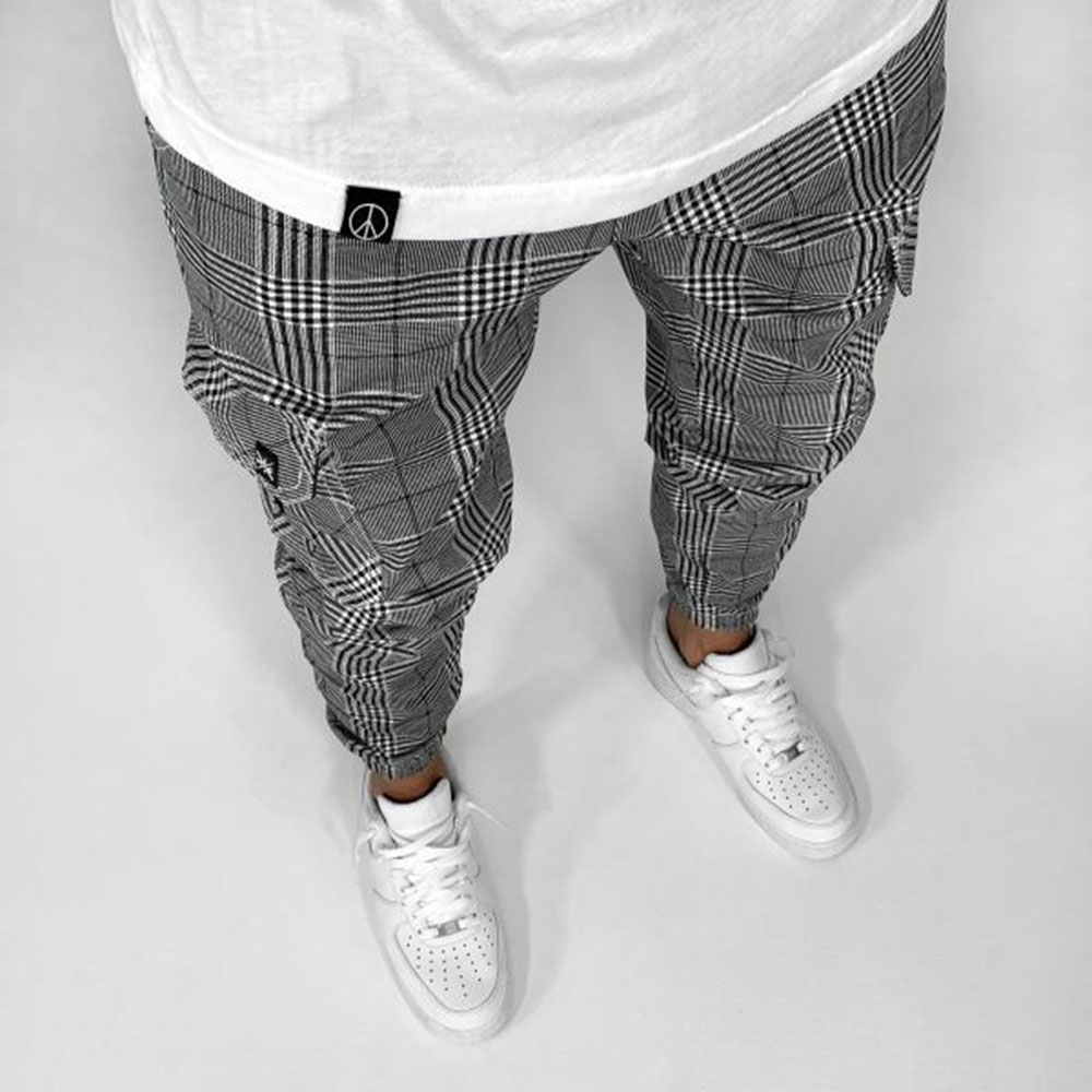 Overall Plaid Button Casual Men's Casual Pants