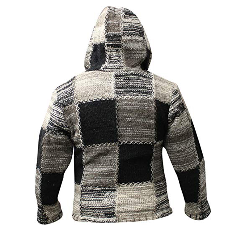 Zipper Standard Hooded Color Block Loose Men's Sweater