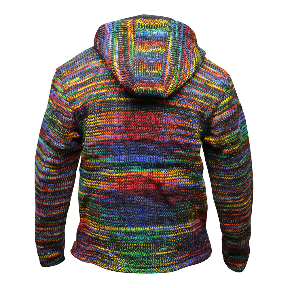 Pocket Standard Color Block Hooded Loose Men's Sweater
