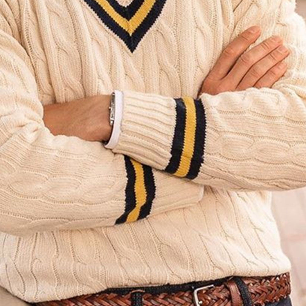 Color Block Standard V-Neck European Men's Sweater