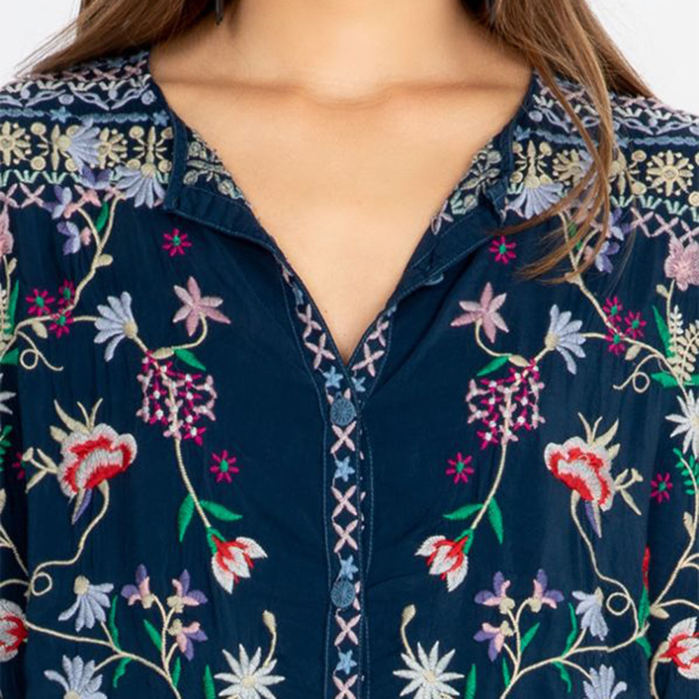 Embroidery Mid-Length Women's Blouse
