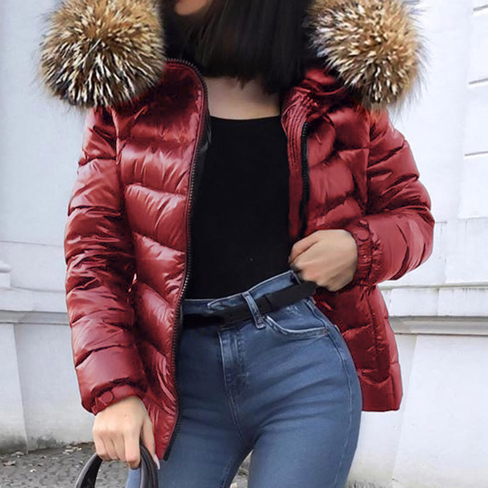 Thick Patchwork Zipper Loose Standard Women's Cotton Padded Jacket
