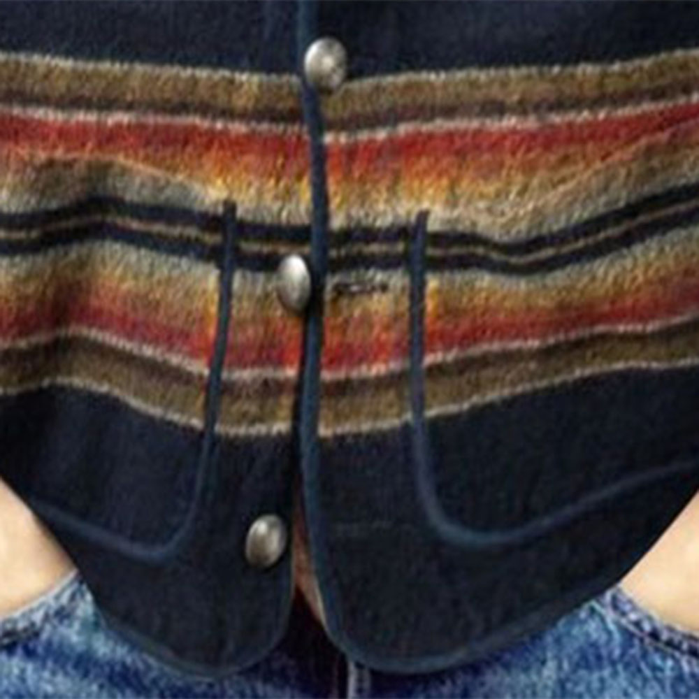 Stripe Button V-Neck Fashion Men's Waistcoat