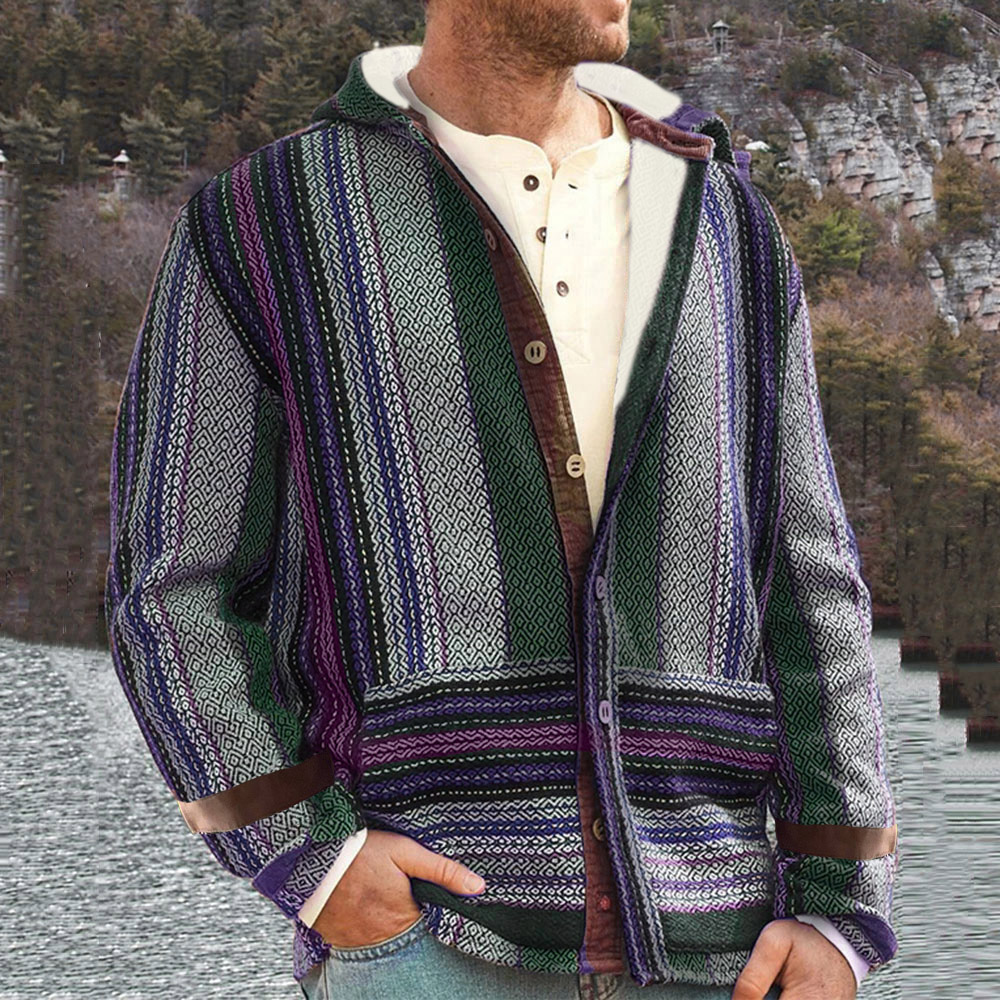 Standard Button Geometric Winter Men's Sweater