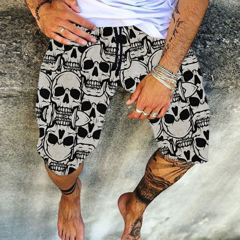 Skull Lace-Up Casual Men's Casual Pants