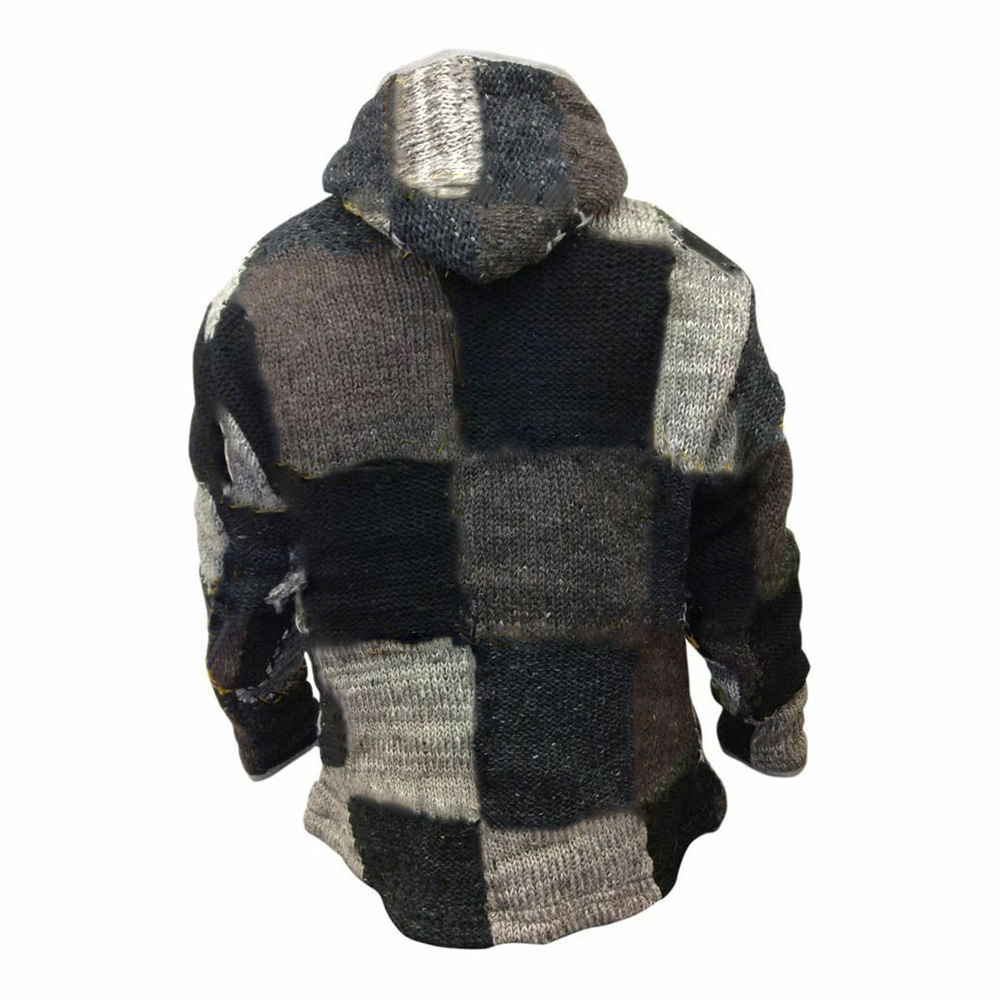 Hooded Color Block Standard Pocket Zipper Men's Sweater