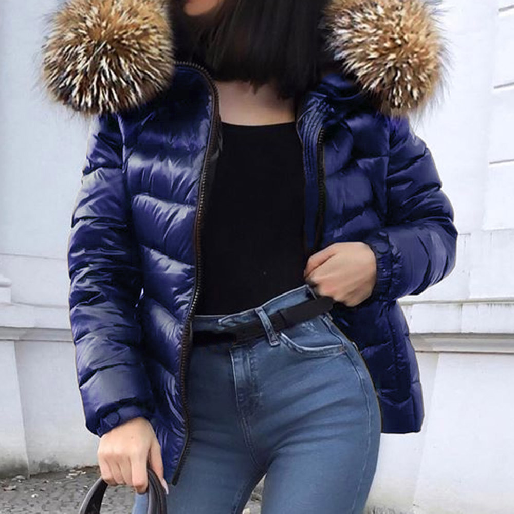 Thick Patchwork Zipper Loose Standard Women's Cotton Padded Jacket