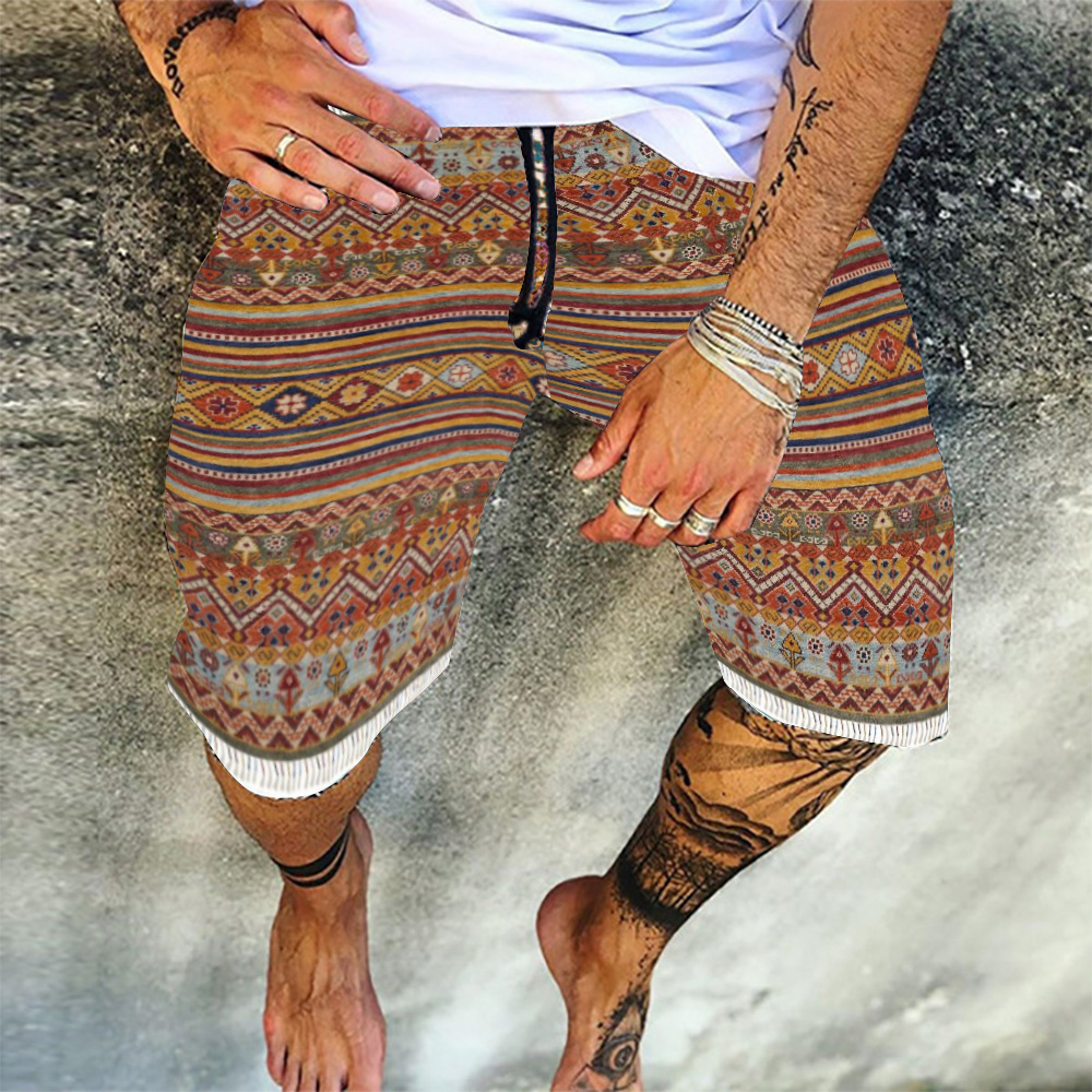 Harem Loose Floral Print Lace-Up Men's Shorts