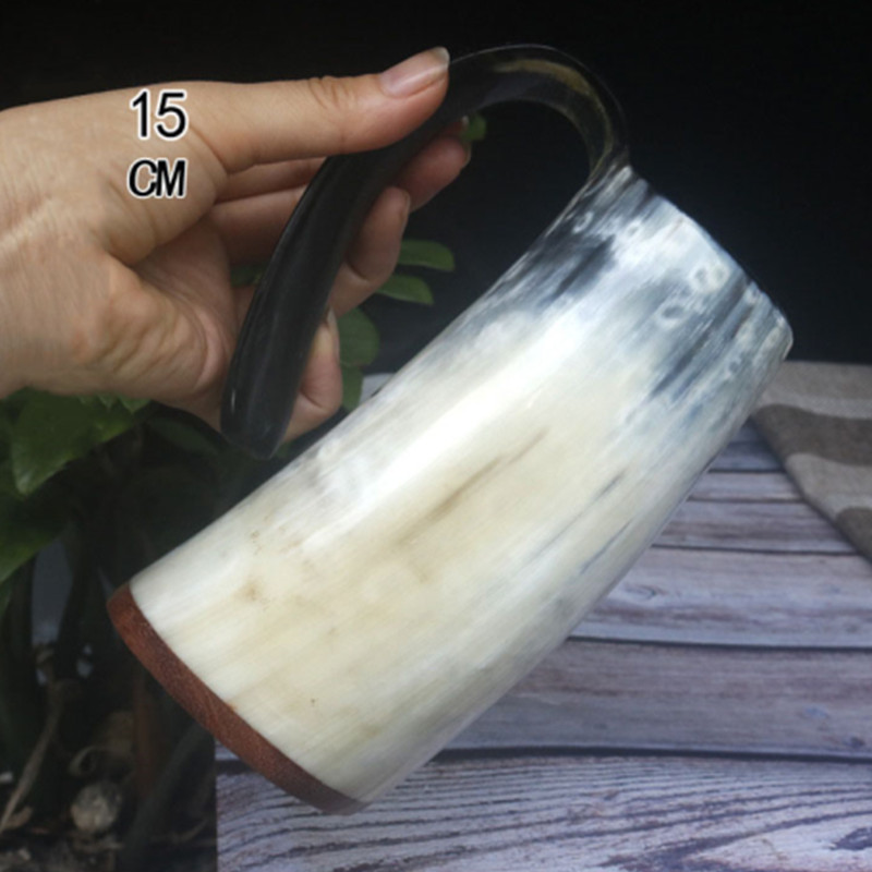 Horn Mug, Polished Beer Mug With Handle Large Capacity Mug