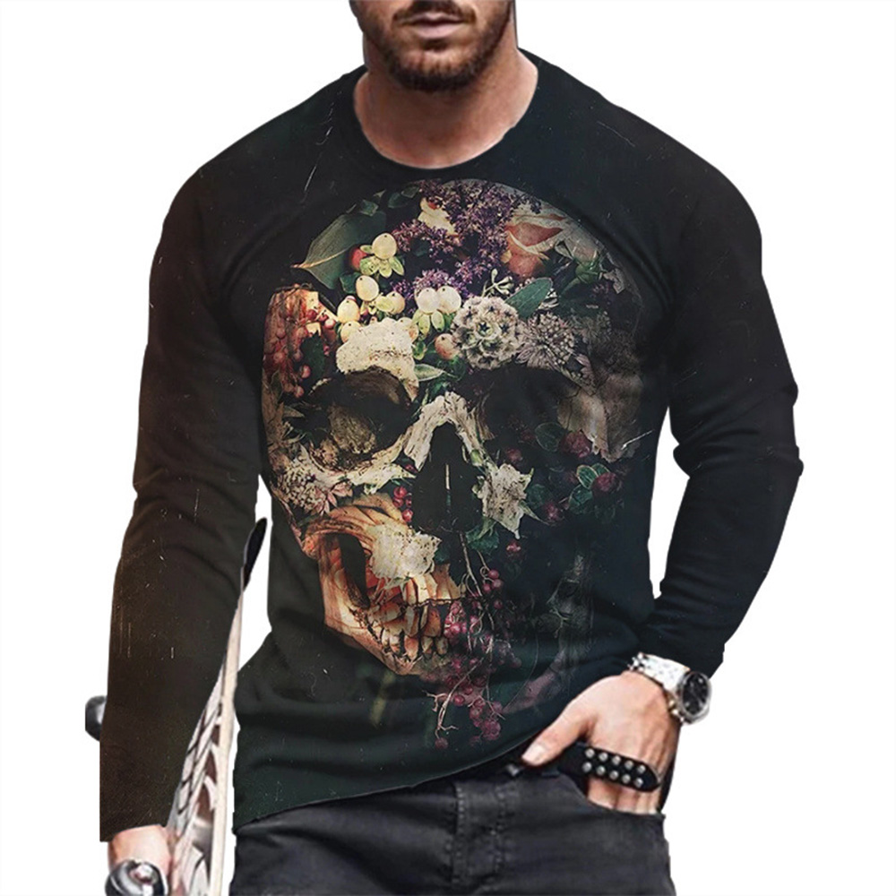 Tactical T-Shirts Skull Round Neck Print Casual Pullover Men's T-shirt