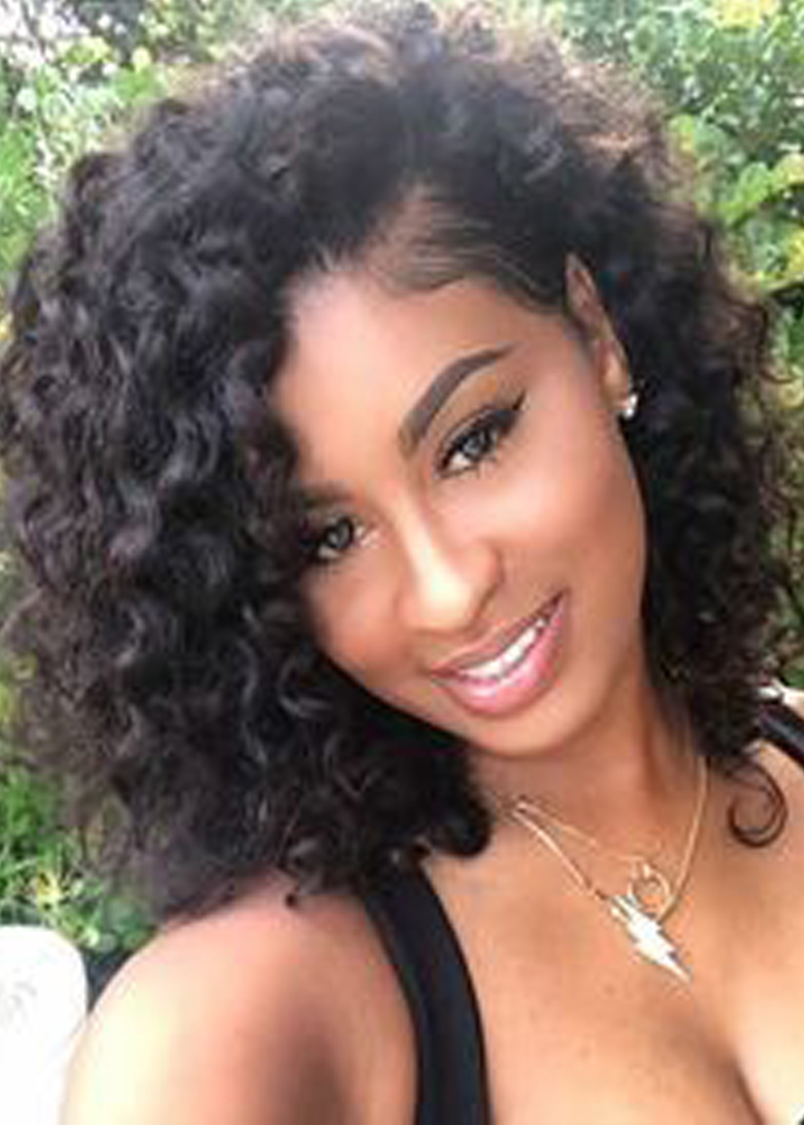 Synthetic Hair Capless Kinky Curly Women 16 Inches 120% Wigs For Black Women