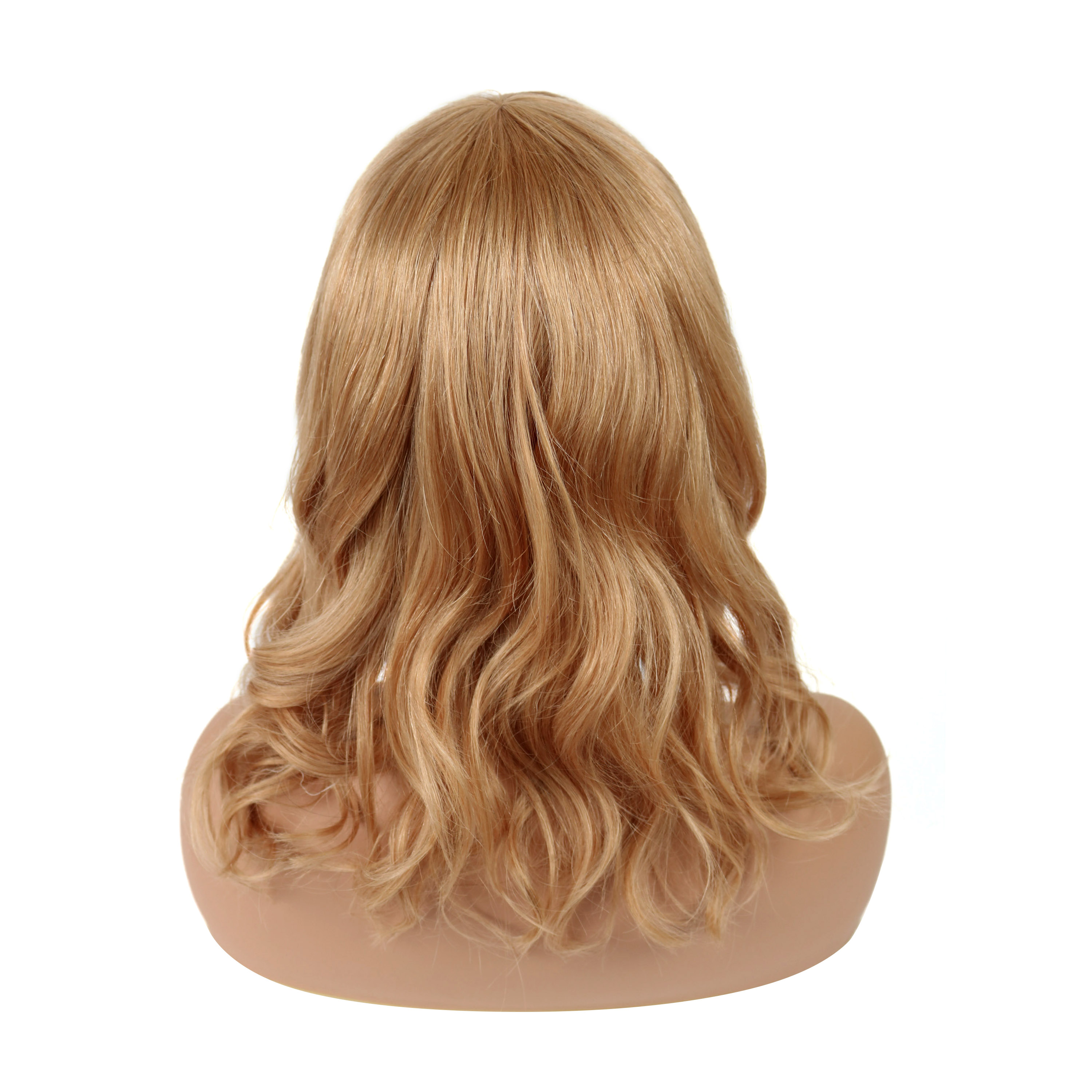 Wavy Human Hair Capless 120% 16 Inches Wigs With Full Bangs