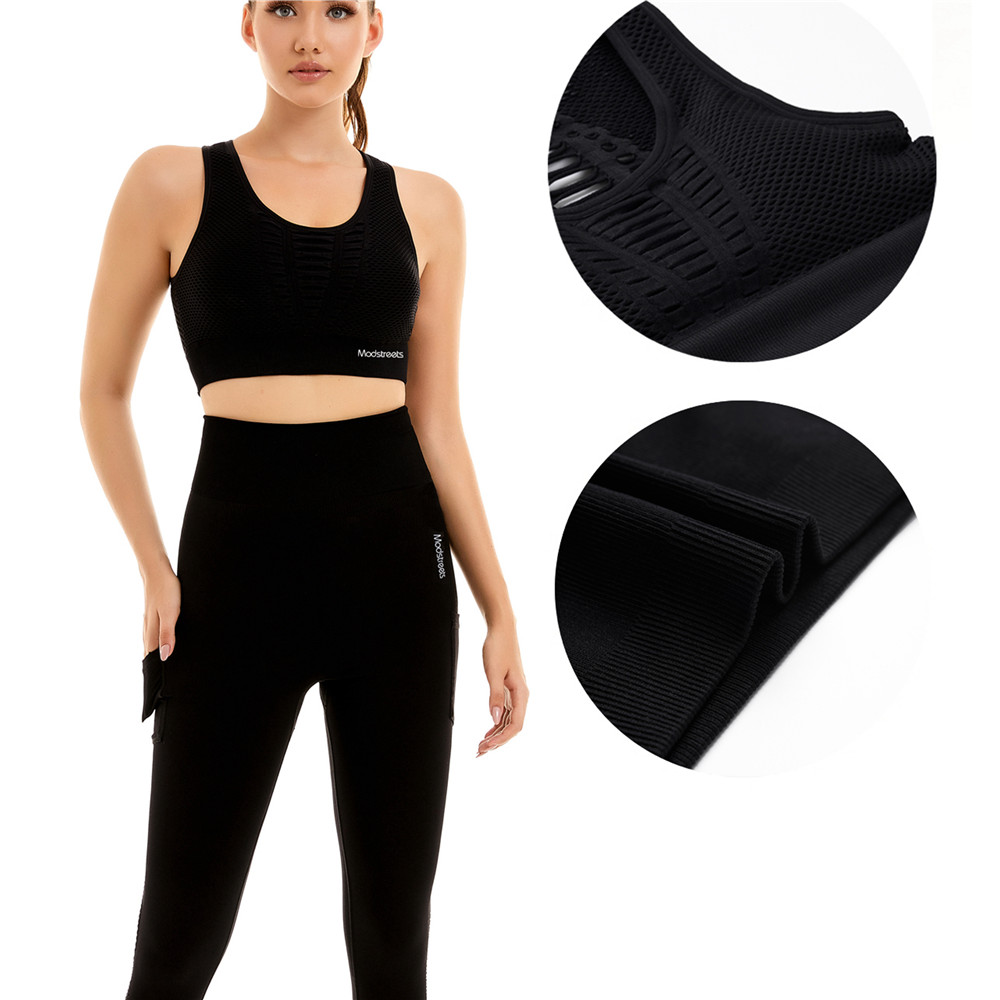 Quick Dry Solid Yoga Sleeveless Clothing Sets - Modstreets