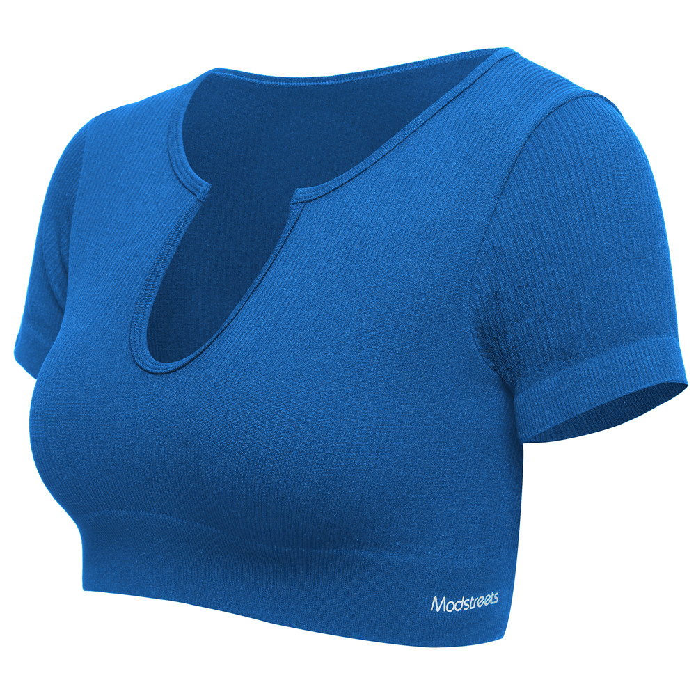 Modstreets Breathable Solid Short Sleeve Yoga Tops