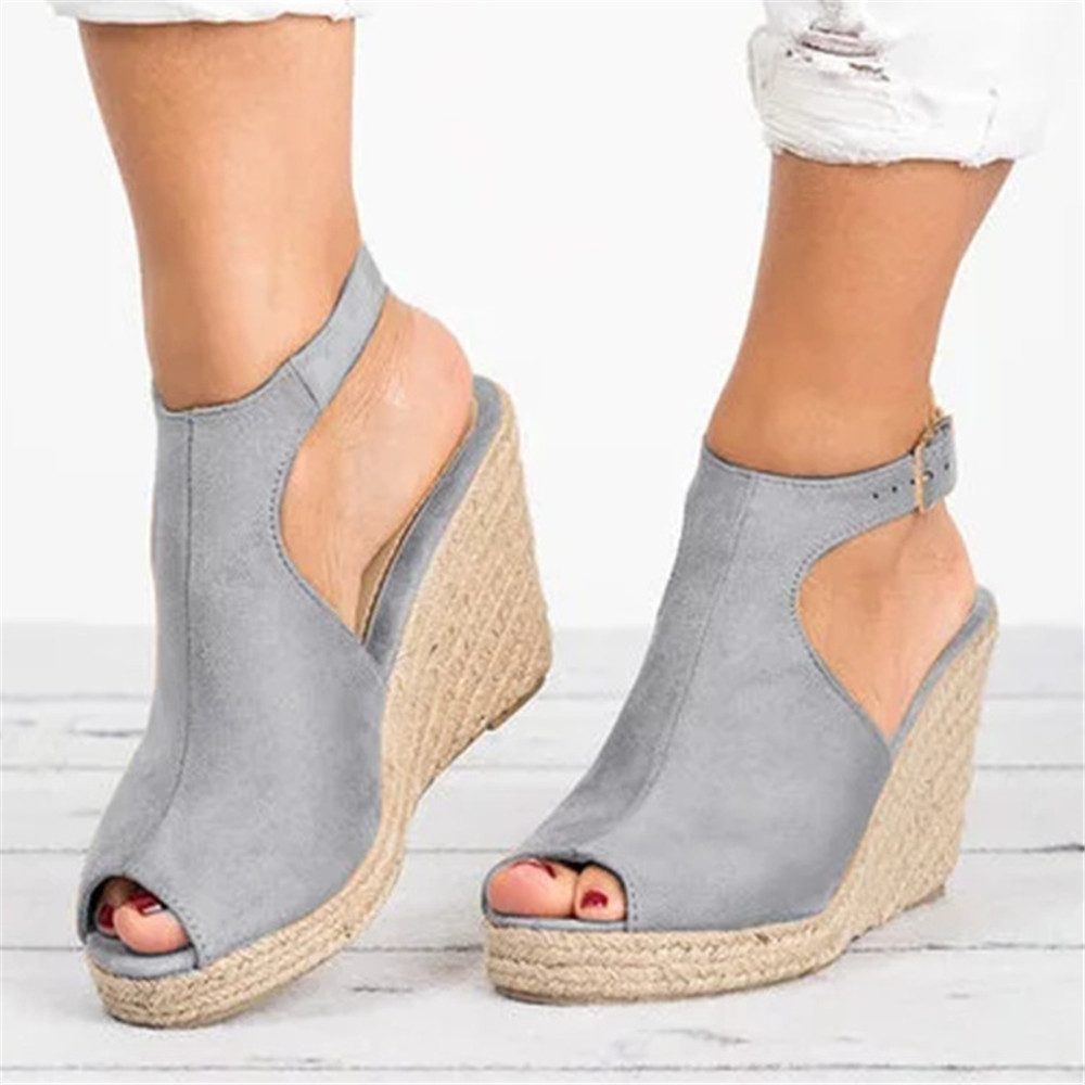 Peep Toe Buckle Chunky Heel Mid-Cut Upper Sandals