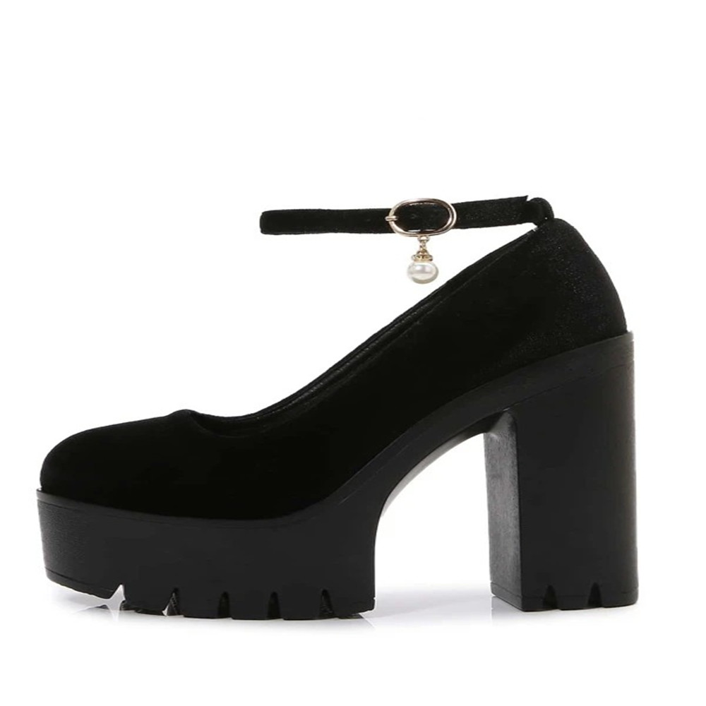 Round Toe Chunky Heel Buckle Low-Cut Upper Sandals