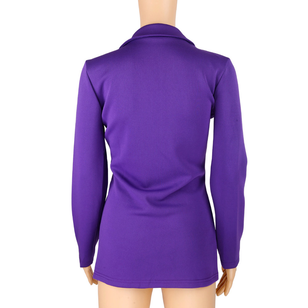 Plain Long Sleeve Zipper Lapel Regular Women's Casual Blazer