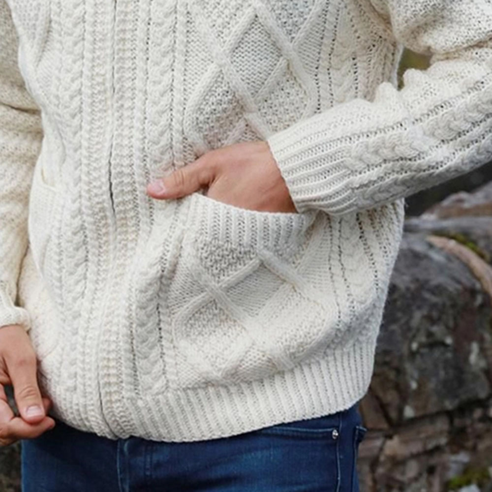 Pocket Standard Zipper Plain Casual Men's Sweater