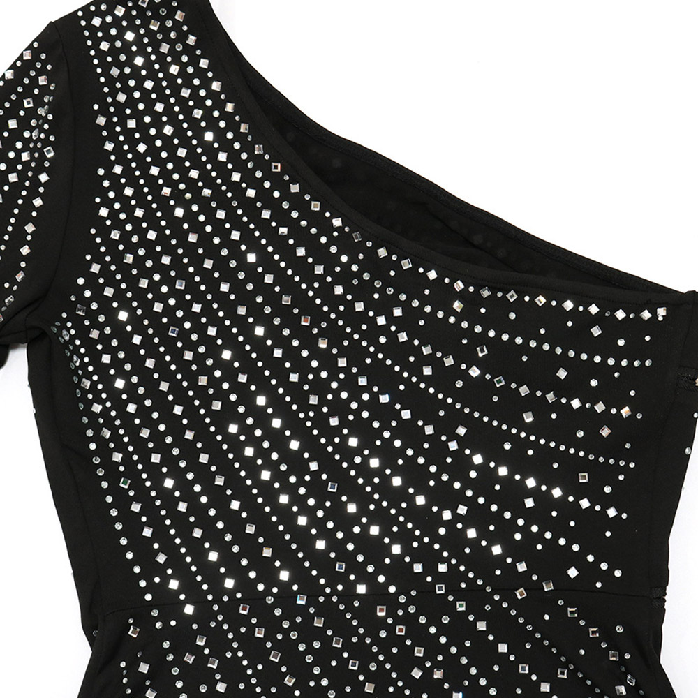 Long Sleeve Above Knee Oblique Collar Zipper Mid Waist Women's Dress - Bodycon Dress