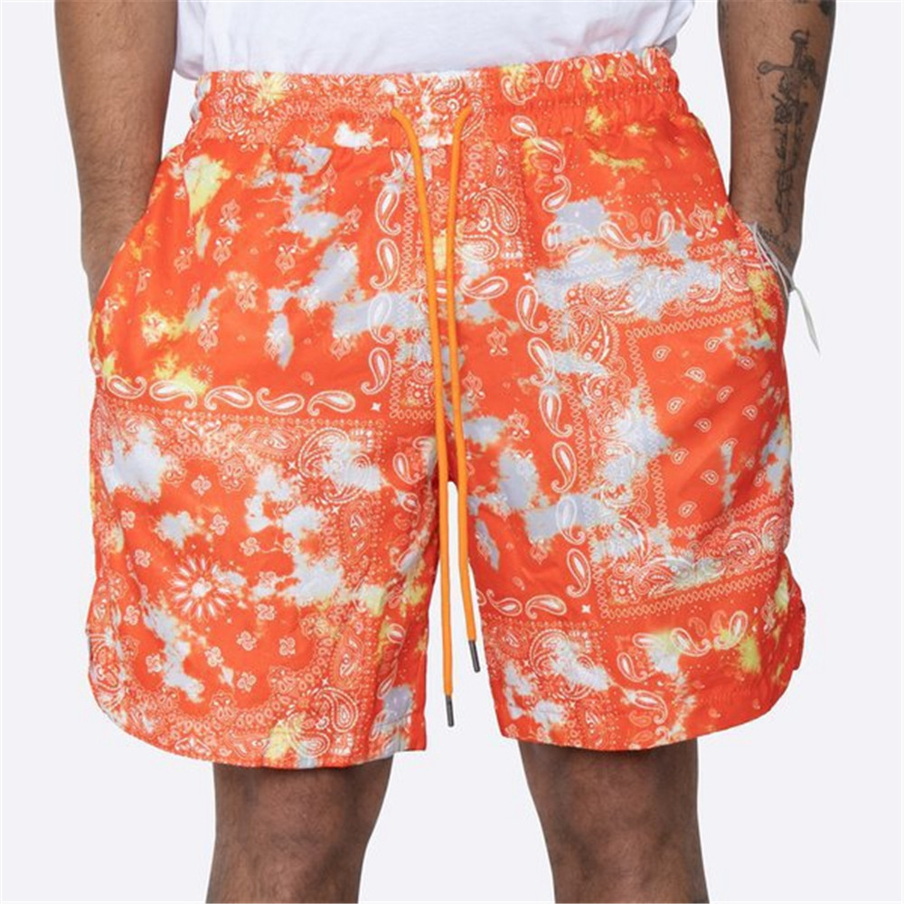 Plant Loose European Lace-Up Mid Waist Men's Beach Shorts