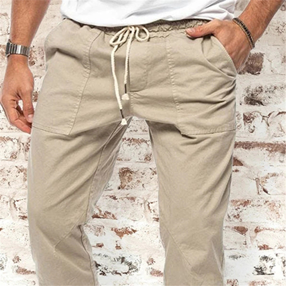 Pencil Pants Button Thin Plain Summer Men's Casual Pants