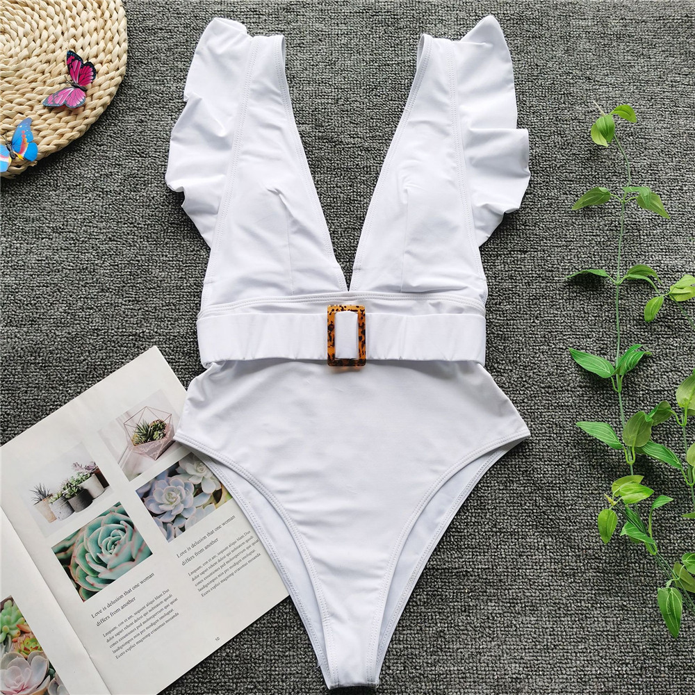 One Piece Simple Plain Women's Swimwear