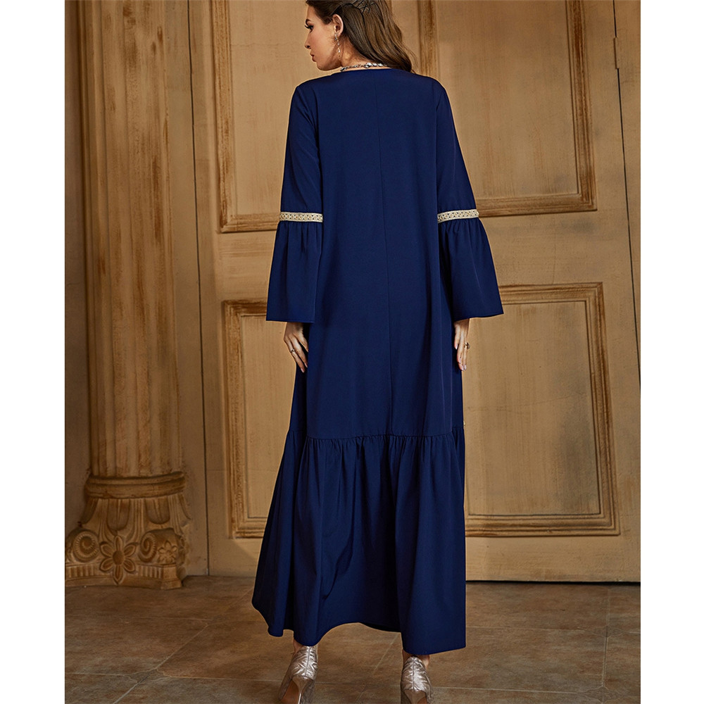 Long Sleeve Print Ankle-Length Round Neck Office Lady Women's Dress - Maxi Dress
