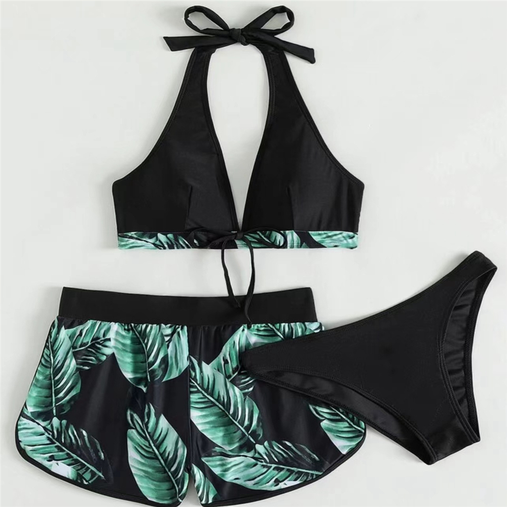 Japanese Tankini Set Plant Print Women's Swimwear