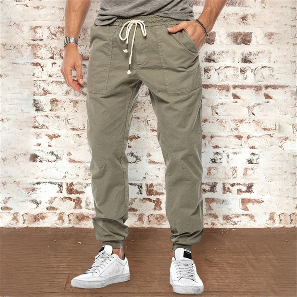 Pencil Pants Button Thin Plain Summer Men's Casual Pants