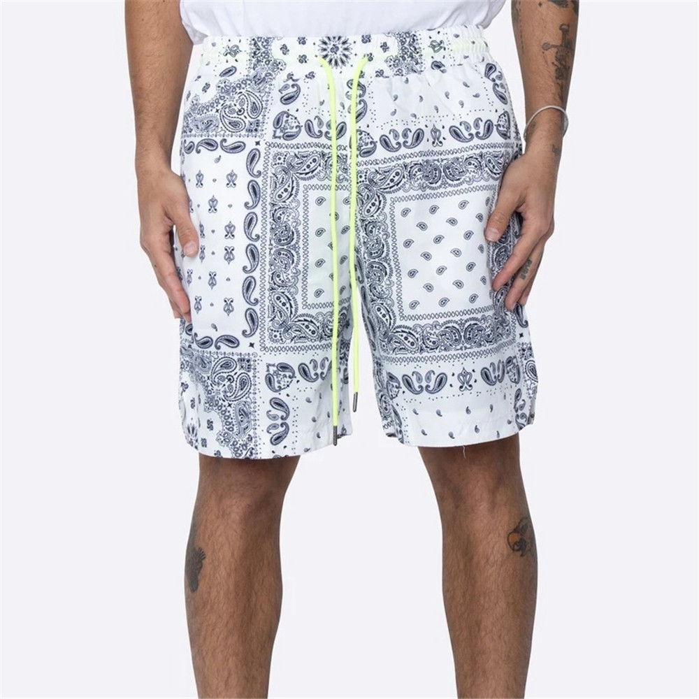 Plant Loose European Lace-Up Mid Waist Men's Beach Shorts