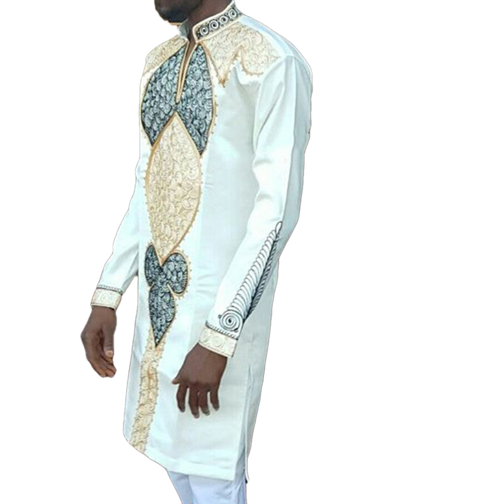 Print Color Block Stand Collar Vintage Straight Men's Dashiki Shirt