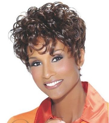 Synthetic Hair Curly Capless Short 120% African American Wigs