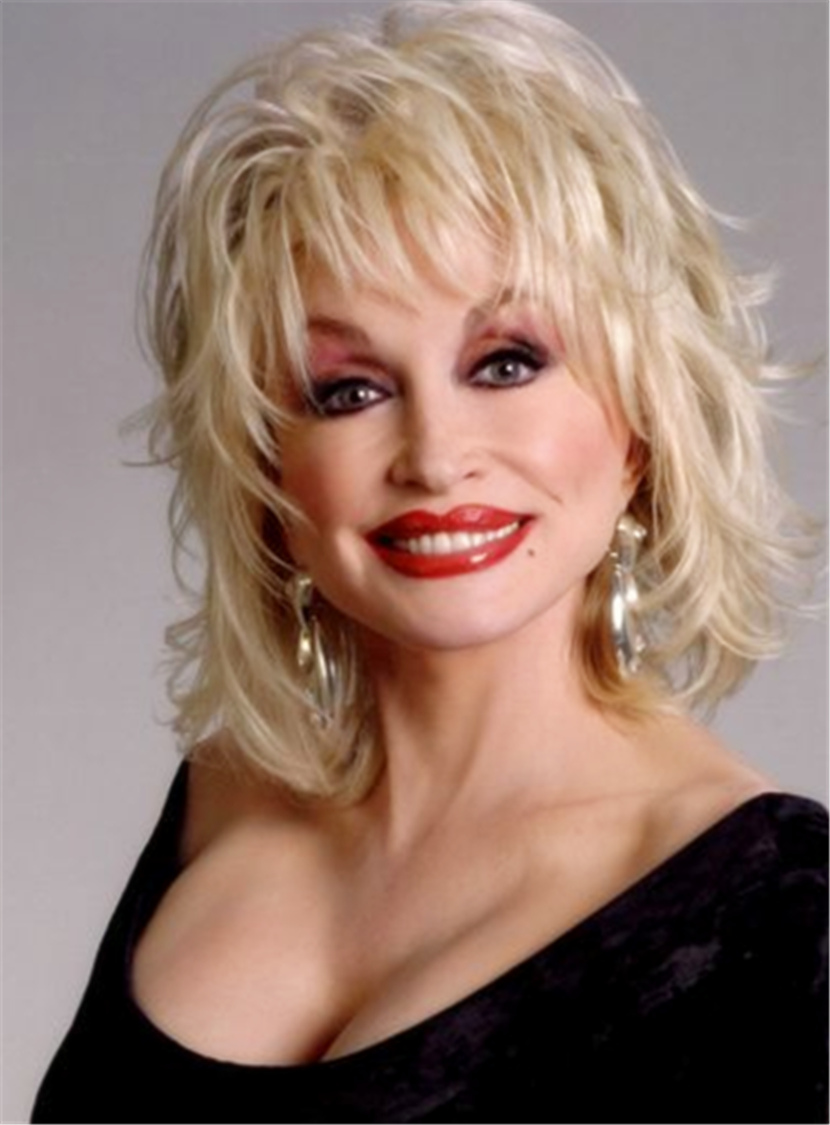 Dolly Parton Blond Wigs Straight Synthetic Hair 120% 14 Inches Wigs