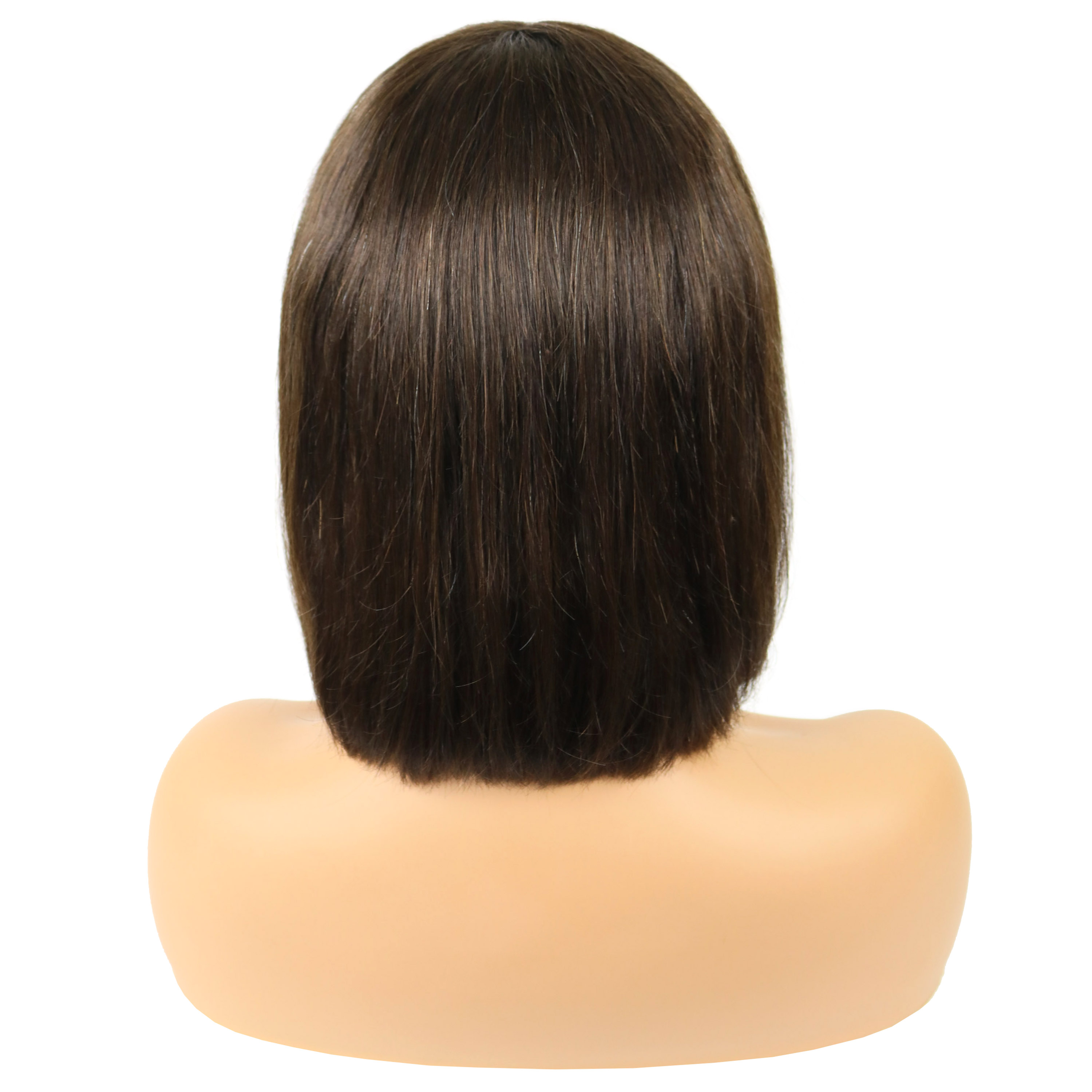 Straight Human Hair Capless 10 Inches 120% Bob Wigs With Full Bangs