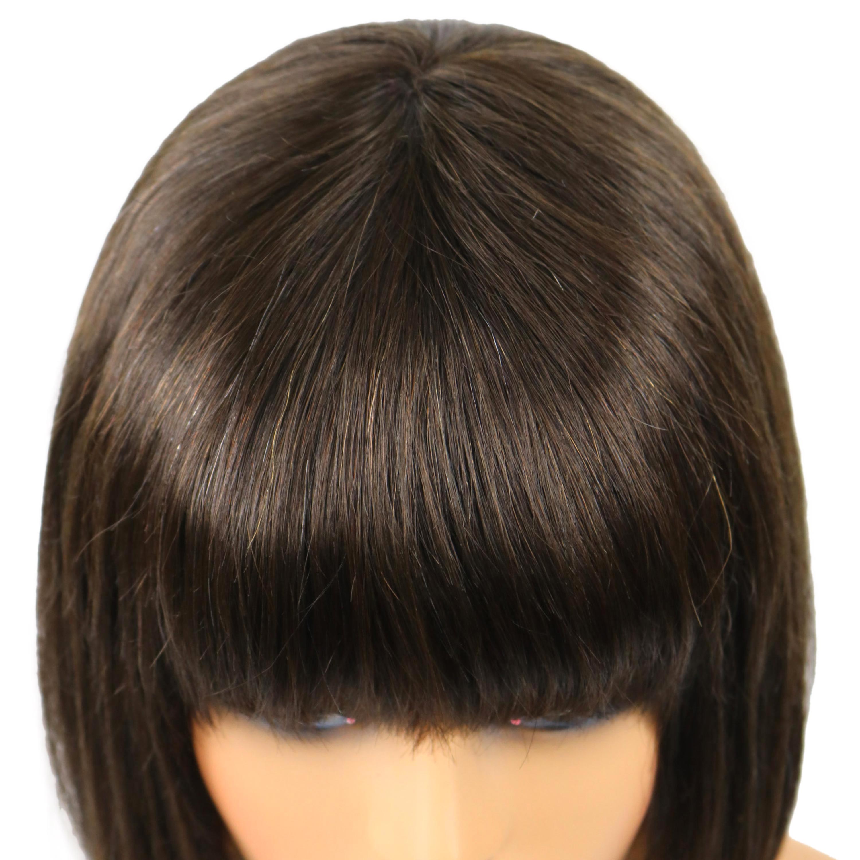 Straight Human Hair Capless 10 Inches 120% Bob Wigs With Full Bangs