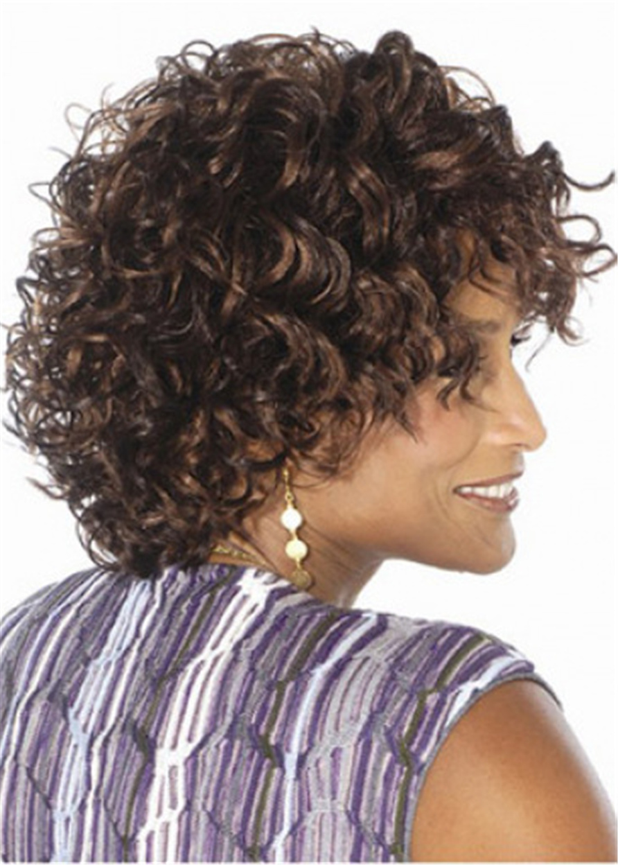 Jerry Curly Women Synthetic Hair Capless 120% 10 Inches Wigs African American Wigs