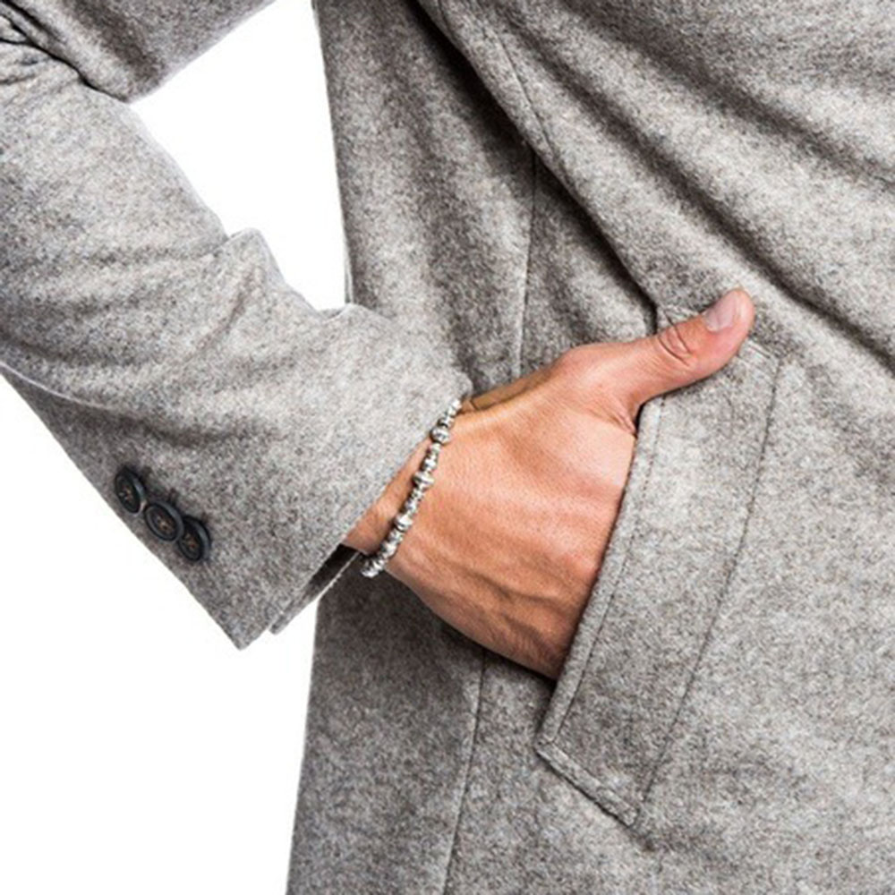 Plain Hooded Mid-Length Button Casual Men's Coat