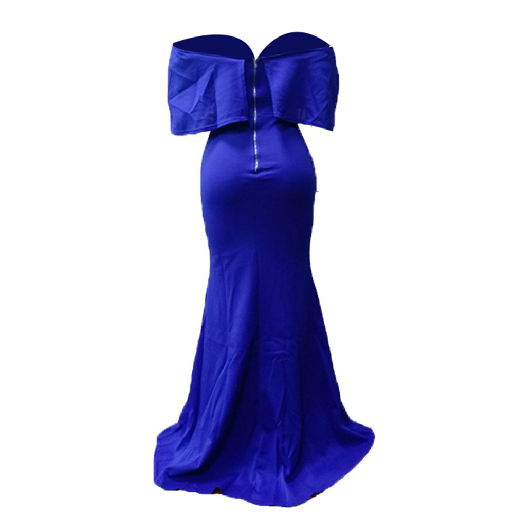 Three-Quarter Sleeve Off Shoulder Floor-Length Mid Waist Women's Dress - Maxi Dress