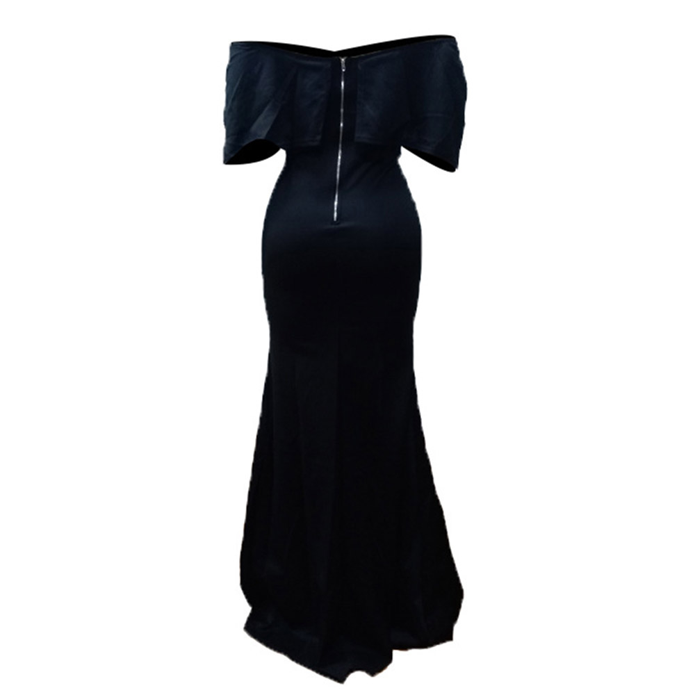 Three-Quarter Sleeve Off Shoulder Floor-Length Mid Waist Women's Dress - Maxi Dress