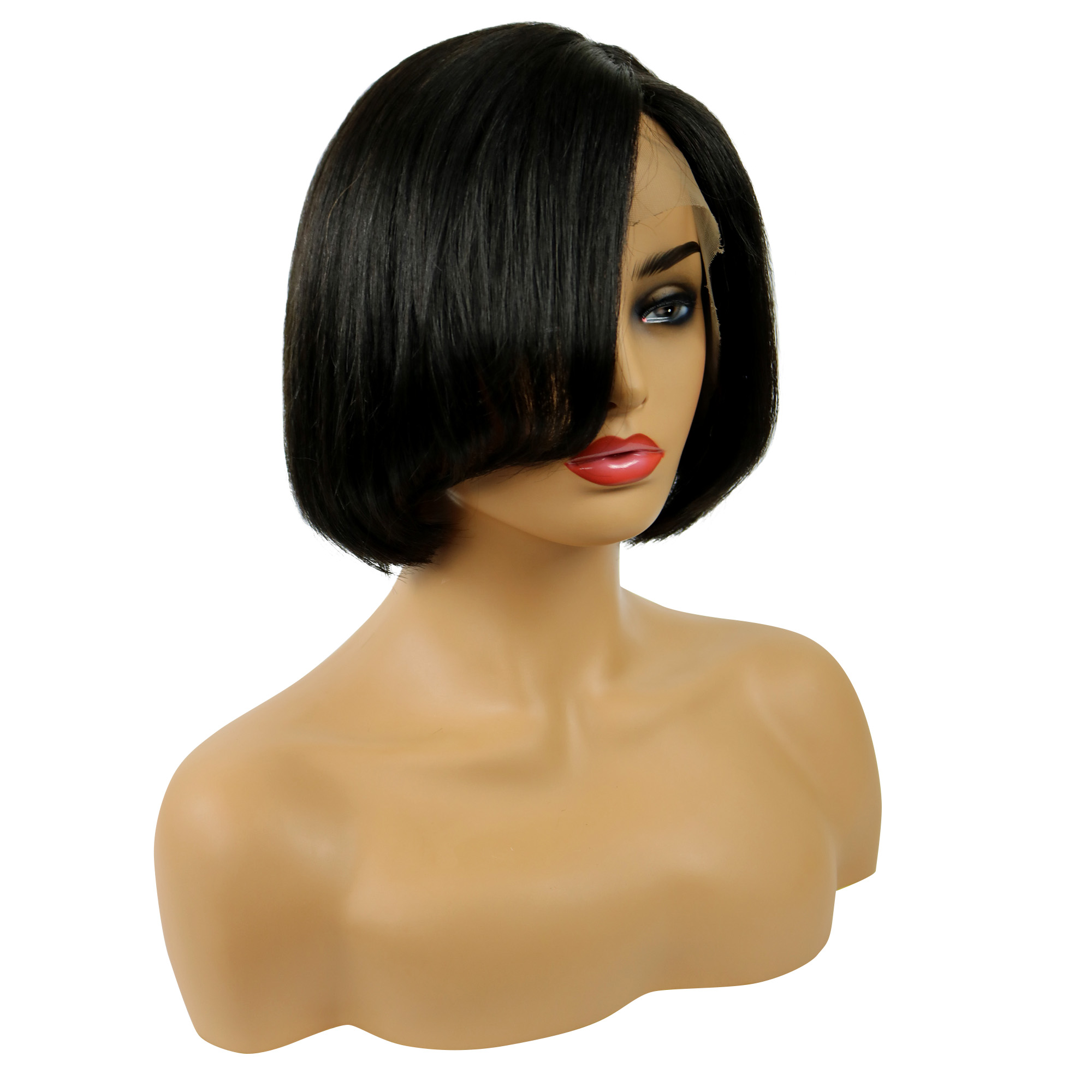 Straight Lace Front Cap Human Hair Women 120% 8 Inches Wigs