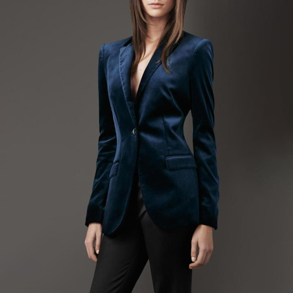 Long Sleeve One Button Plain Regular Women's Casual Blazer