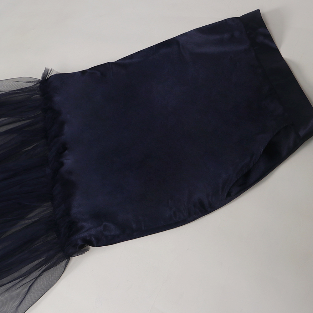 Plain Mermaid Mid-Calf Mesh High Waist Women's Skirt
