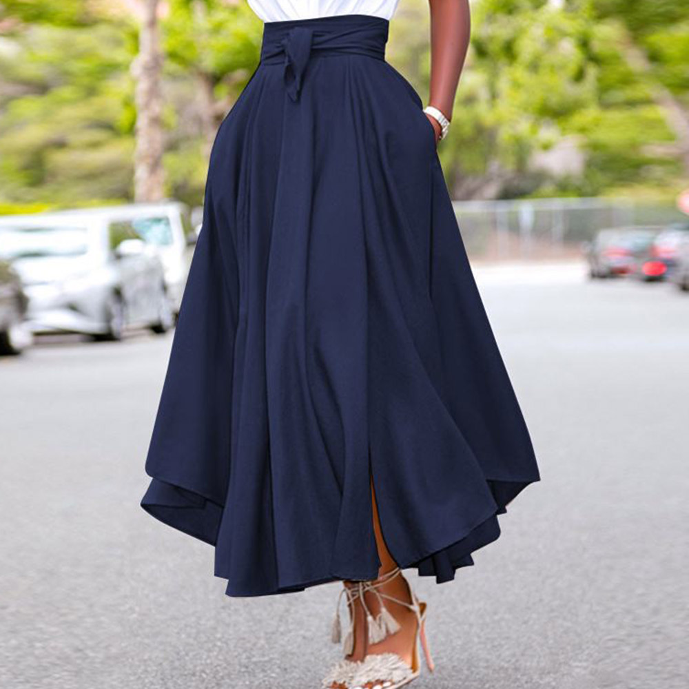 Plain Ankle-Length Asymmetrical Split Sweet Women's Skirt