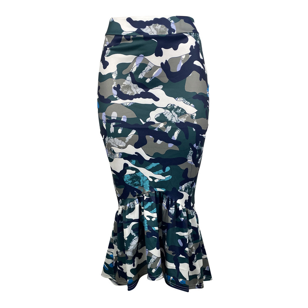 Ankle-Length Camouflage Print Mermaid Fashion Women's Skirt